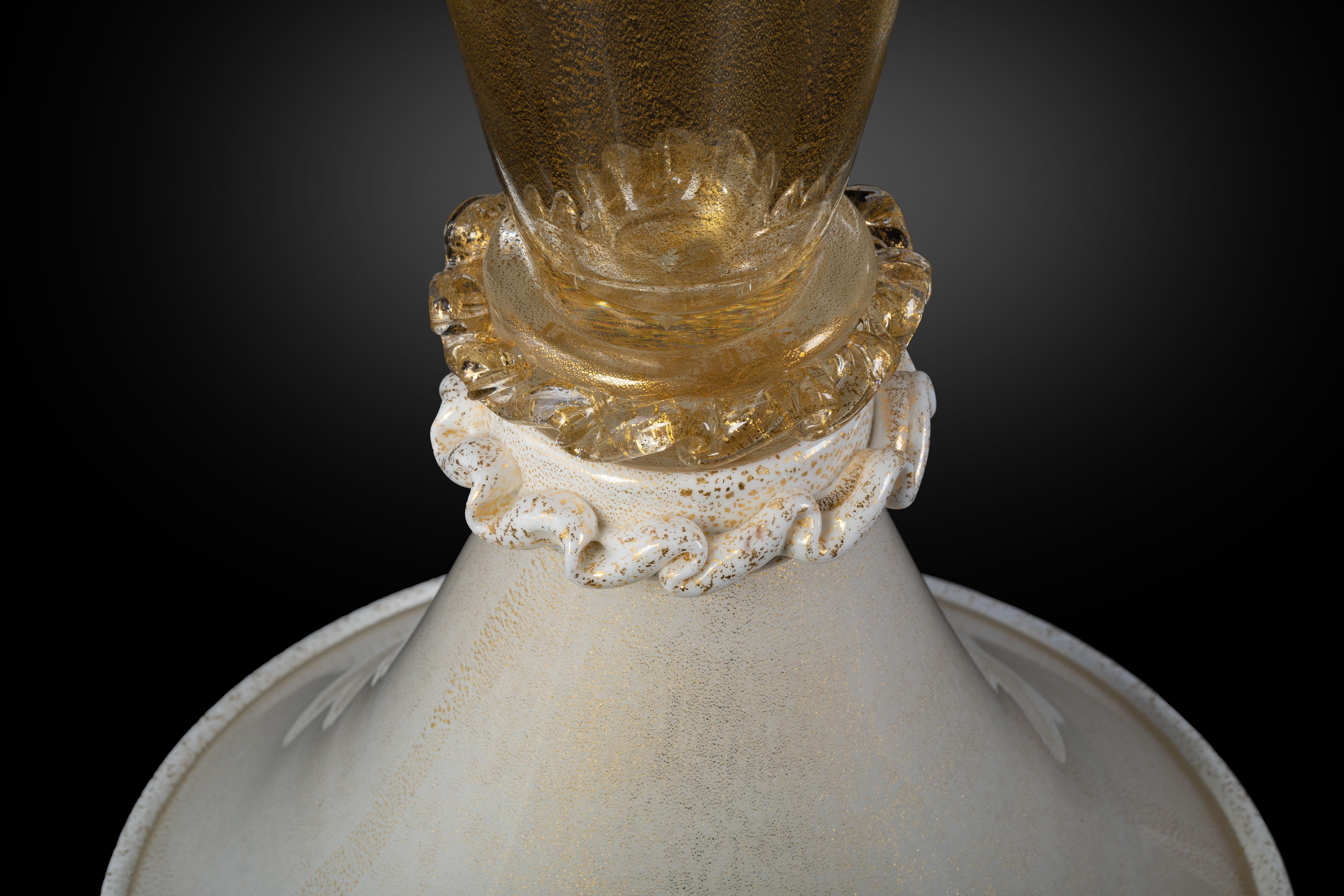 Italian 1295 Murano Hand Made Art Glass Lattimo Vase For Sale