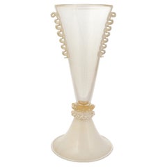 1295 Murano Hand Made Art Glass Lattimo Vase