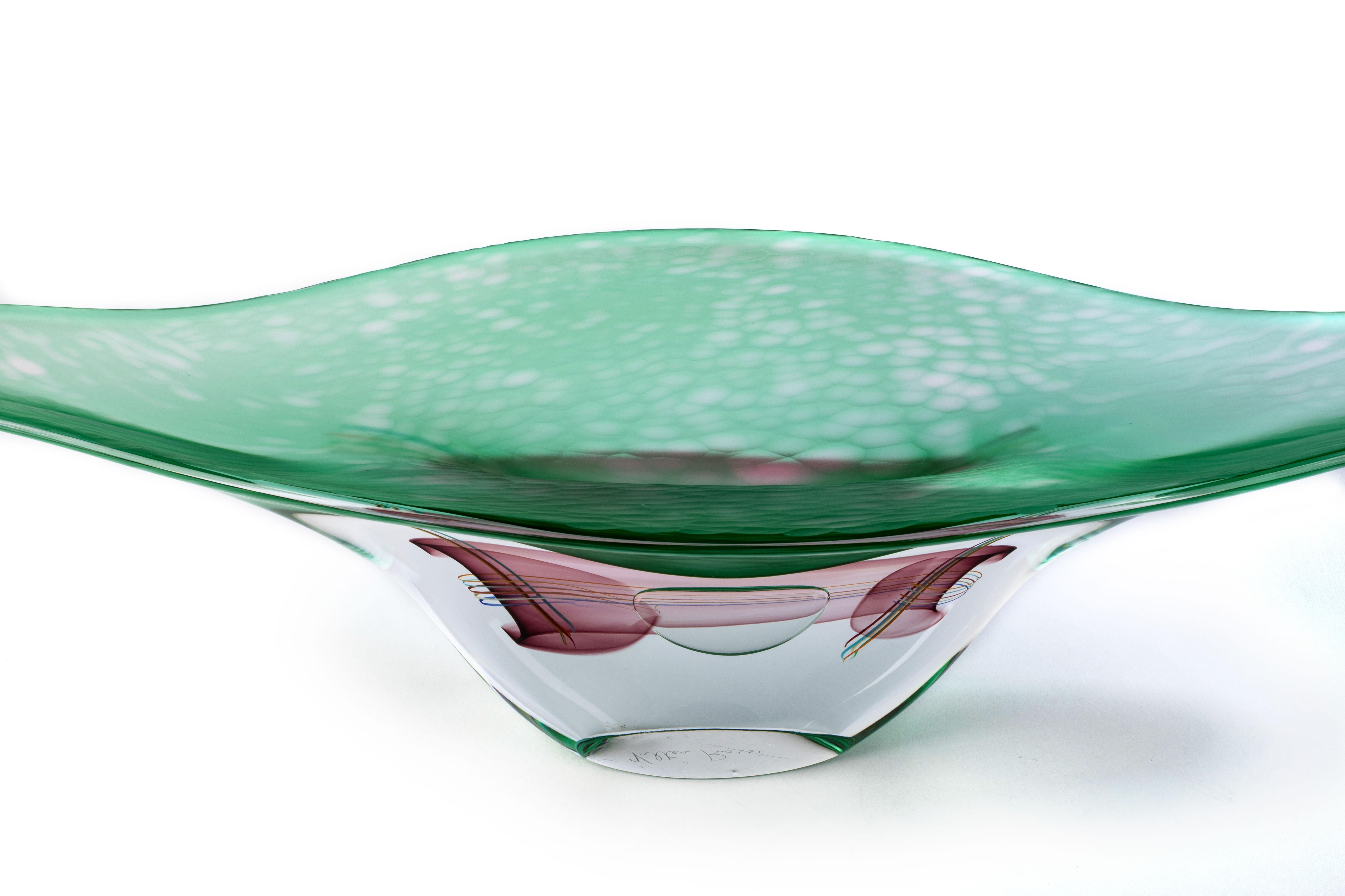 Contemporary 1295 Murano Hand Made Art Glass Limited Edition Sommerso Centerpiece For Sale