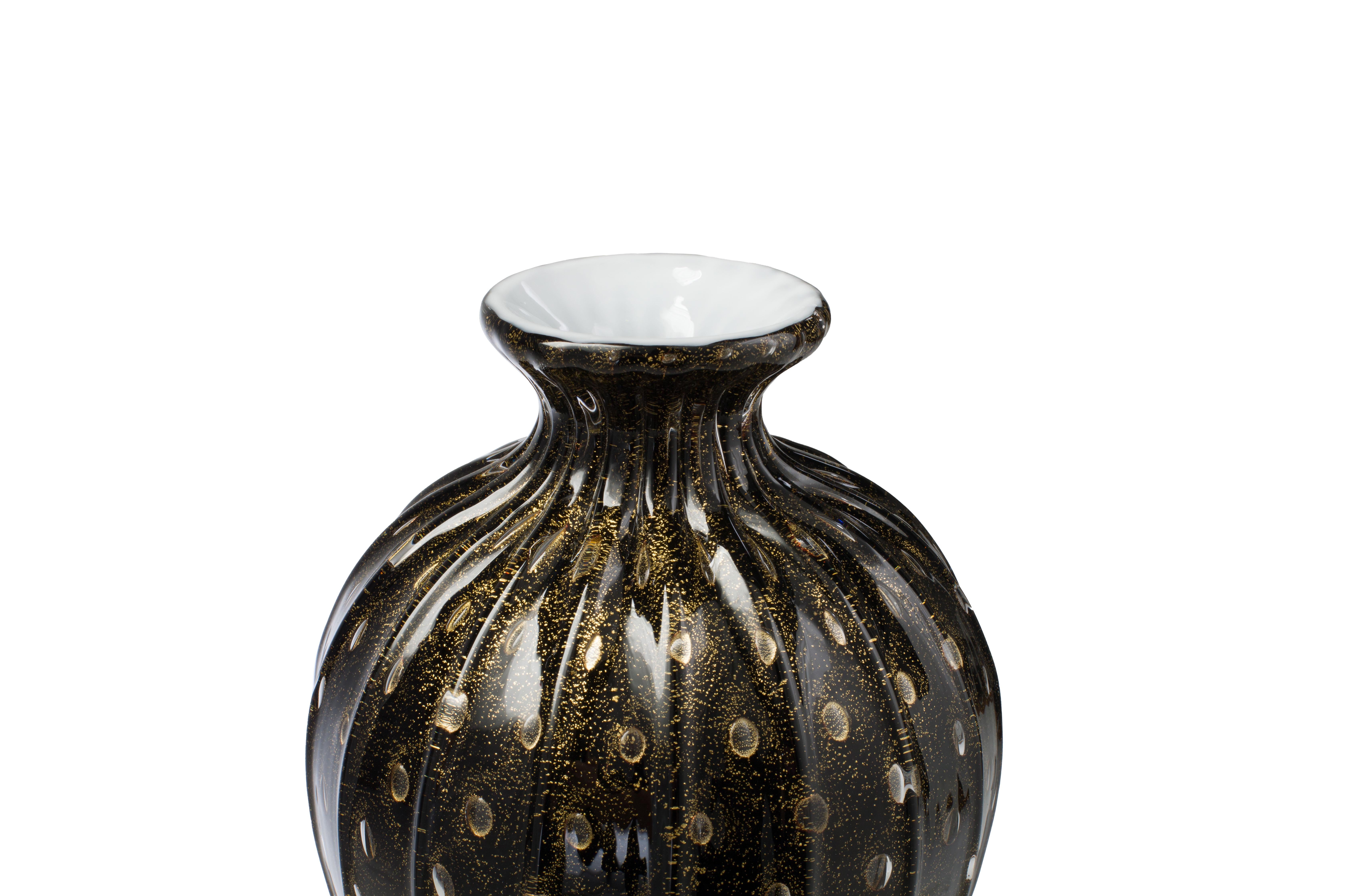 italien Vase à bouteille « Napoleone à Venezia » en verre d'art de Murano fabriqué à la main, 1295, Ltd en vente