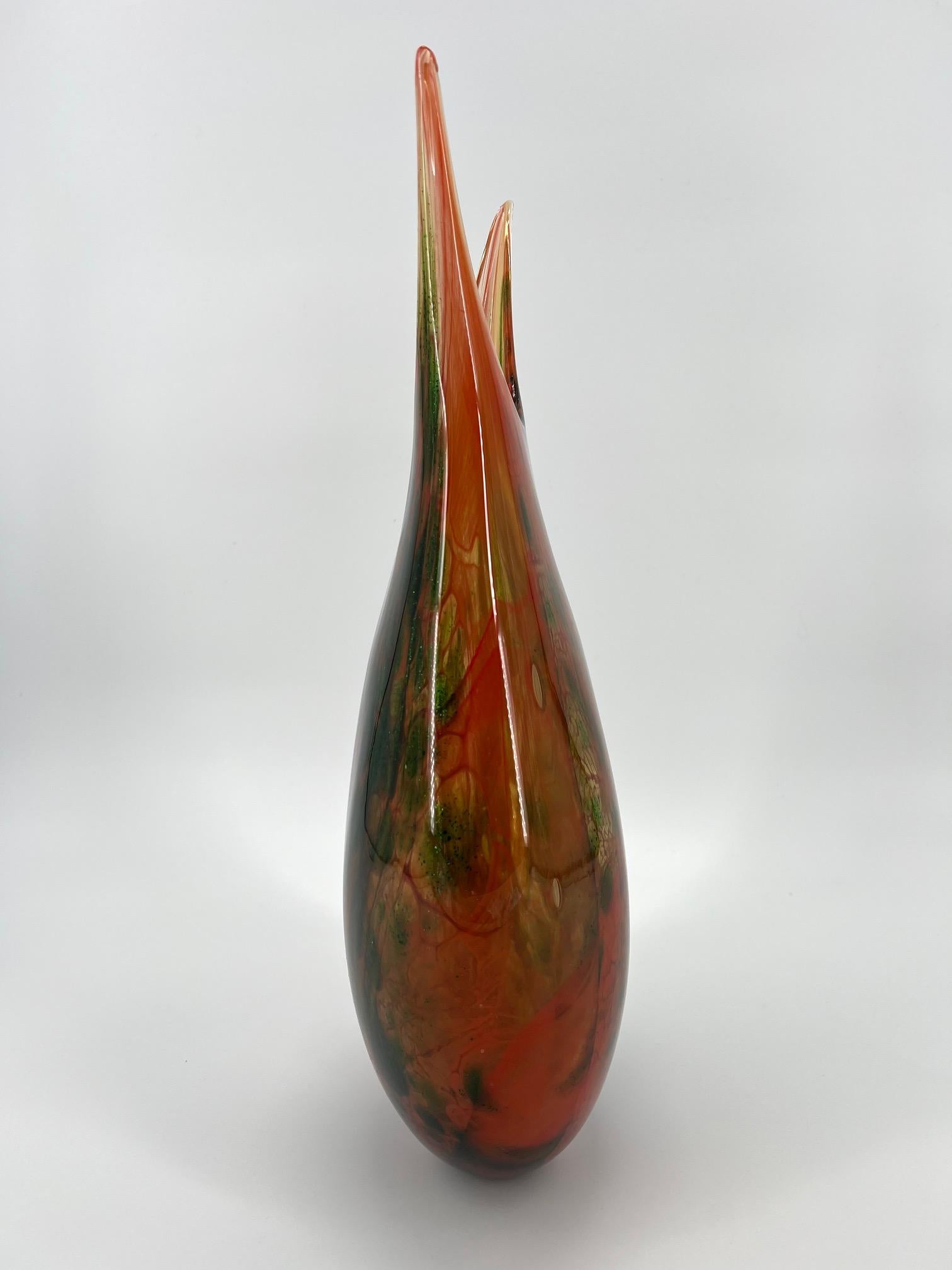 Hand-Crafted 1295 Murano Hand made Avventurina glass Vase For Sale