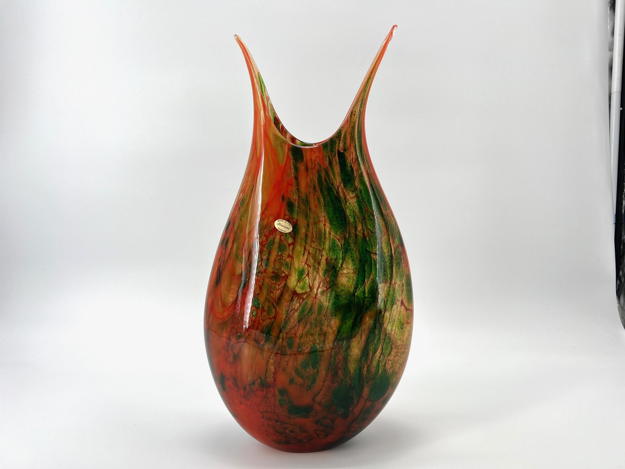 Contemporary 1295 Murano Hand made Avventurina glass Vase For Sale