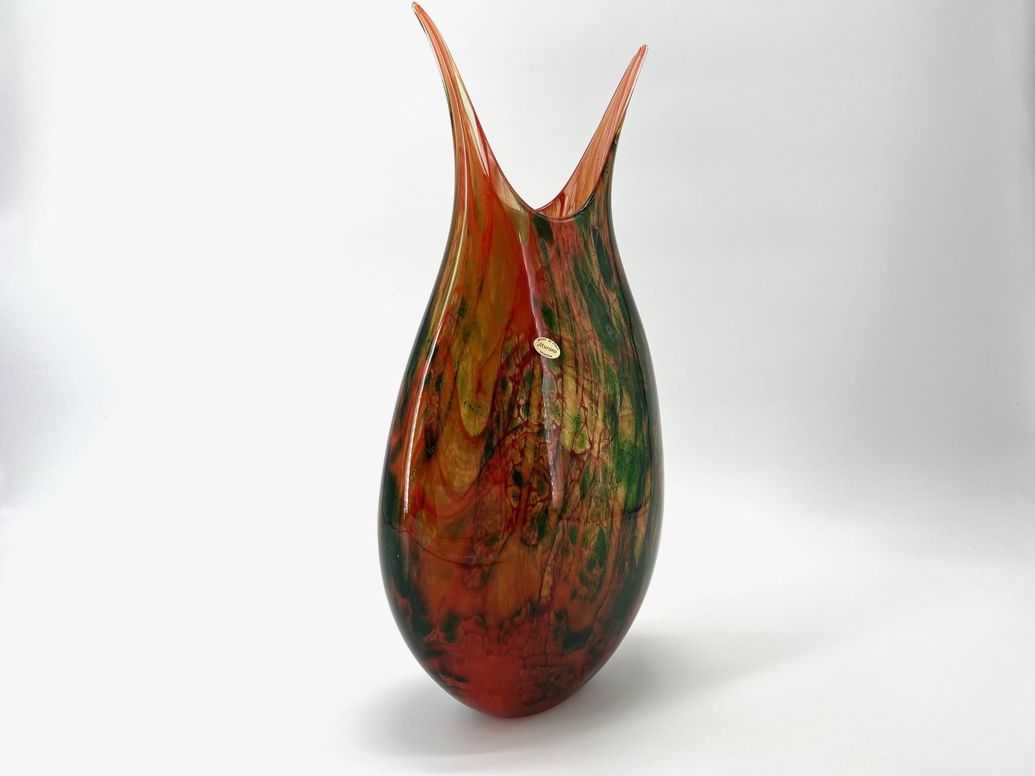 Art Glass 1295 Murano Hand made Avventurina glass Vase For Sale