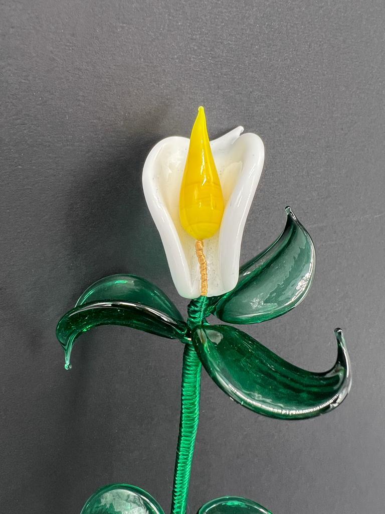 1295 Murano, hand made blown glass flower, Calla In New Condition For Sale In Venice, VE