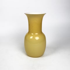 1295 Murano Hand Made "Ca Savio" White and Ochre Yellow, Small Size Vase