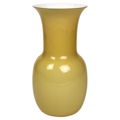 1295 Murano Hand Made "Ca Savio" White and Ochre Yellow, Small Size Vase