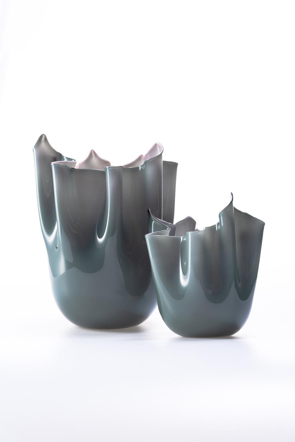 Contemporary 1295 Murano Hand made Glass art Vase Foulard For Sale