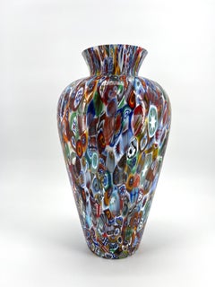 1295 Murano Hand Made Glass Millefiori Murrine Vase Big