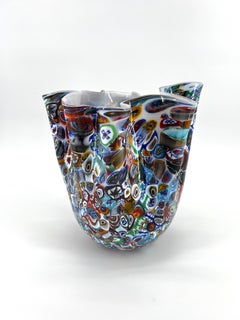 1295 Murano Hand made Glass Millefiori Murrine Vase Foulard