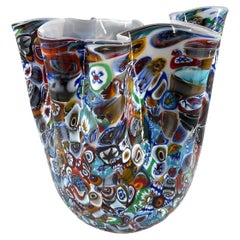 1295 Murano Hand made Glass Millefiori Murrine Vase Foulard
