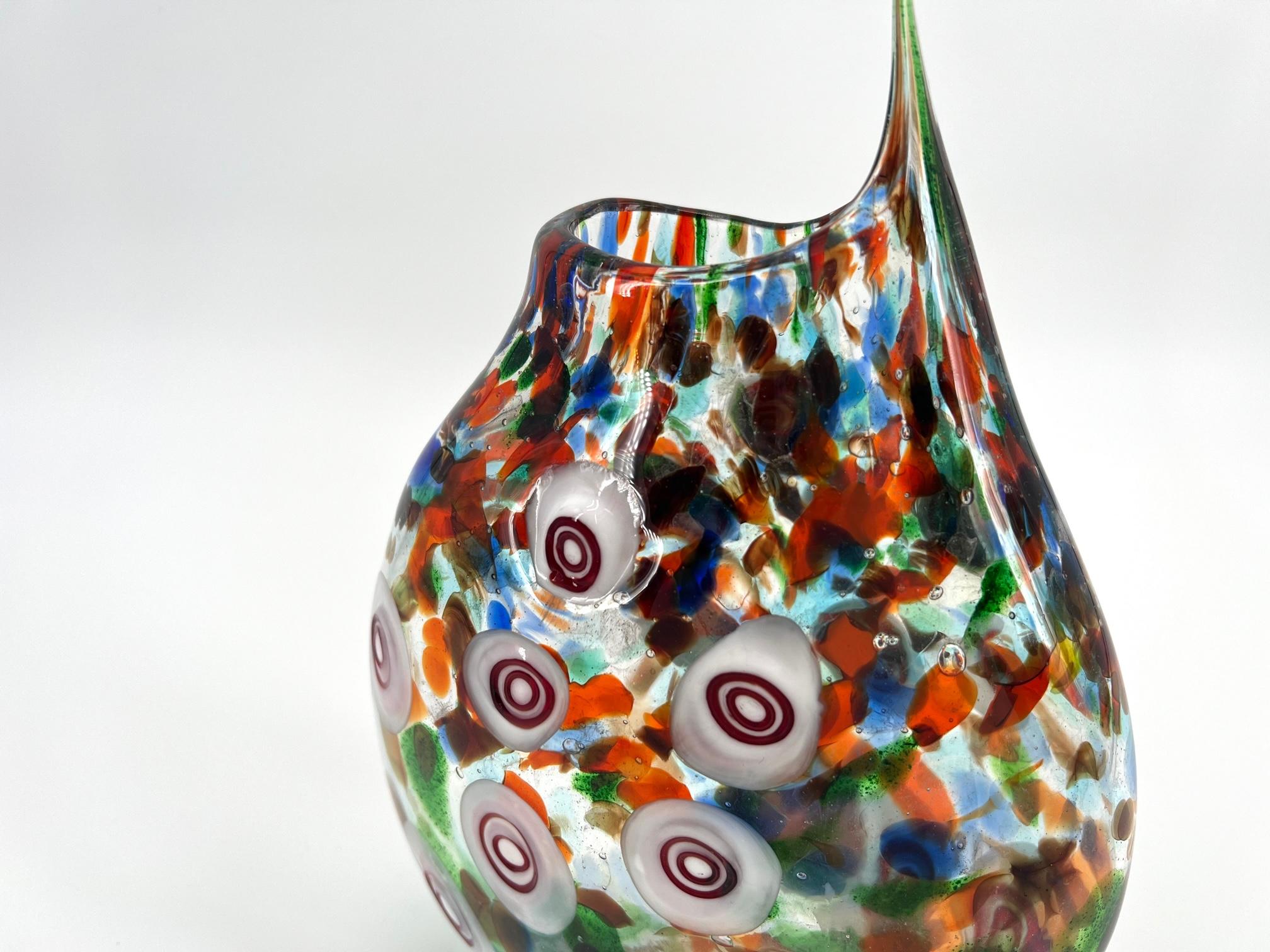 1295 Murano Hand Made Murrine Glass Vase In New Condition For Sale In Venice, VE