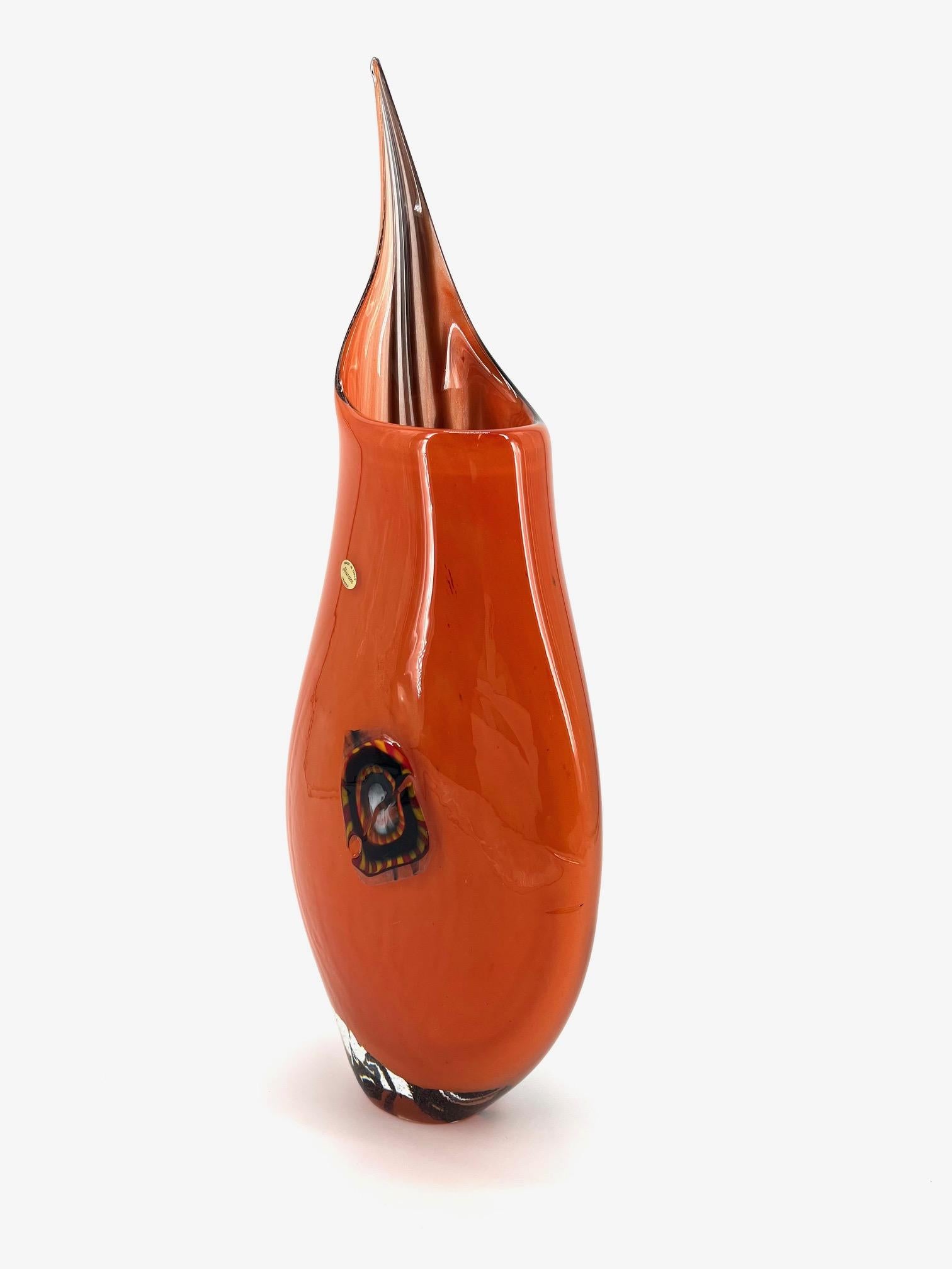 1295 Murano Hand Made Murrine Glass Vase For Sale 4
