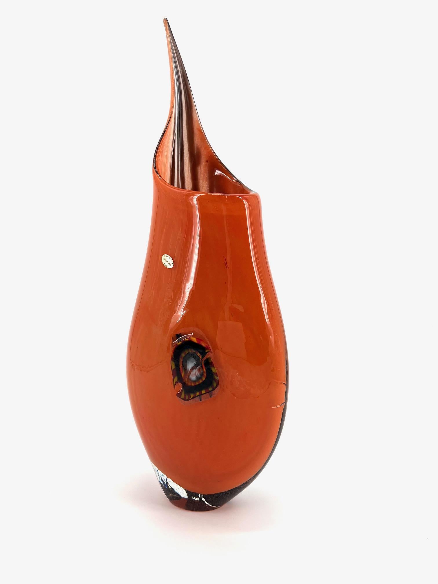1295 Murano Hand Made Murrine Glass Vase For Sale 5