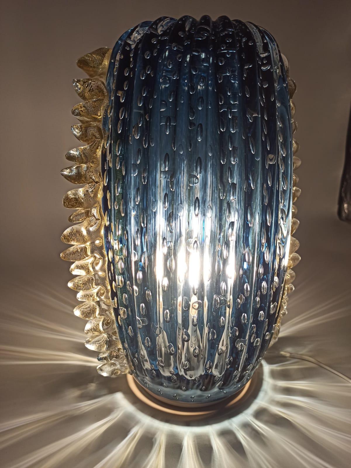 1295 Murano Lampada da Tavolo in vetro artistico soffiato di Murano turchese oro im Zustand „Neu“ im Angebot in Venice, VE