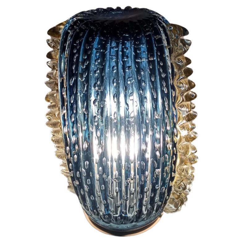 1295 Murano Lampada da Tavolo in vetro artistico soffiato di Murano turchese oro im Angebot