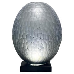 1295 Murano Table Lamp Egg blown hand-cut Murano art glass blown table lamp