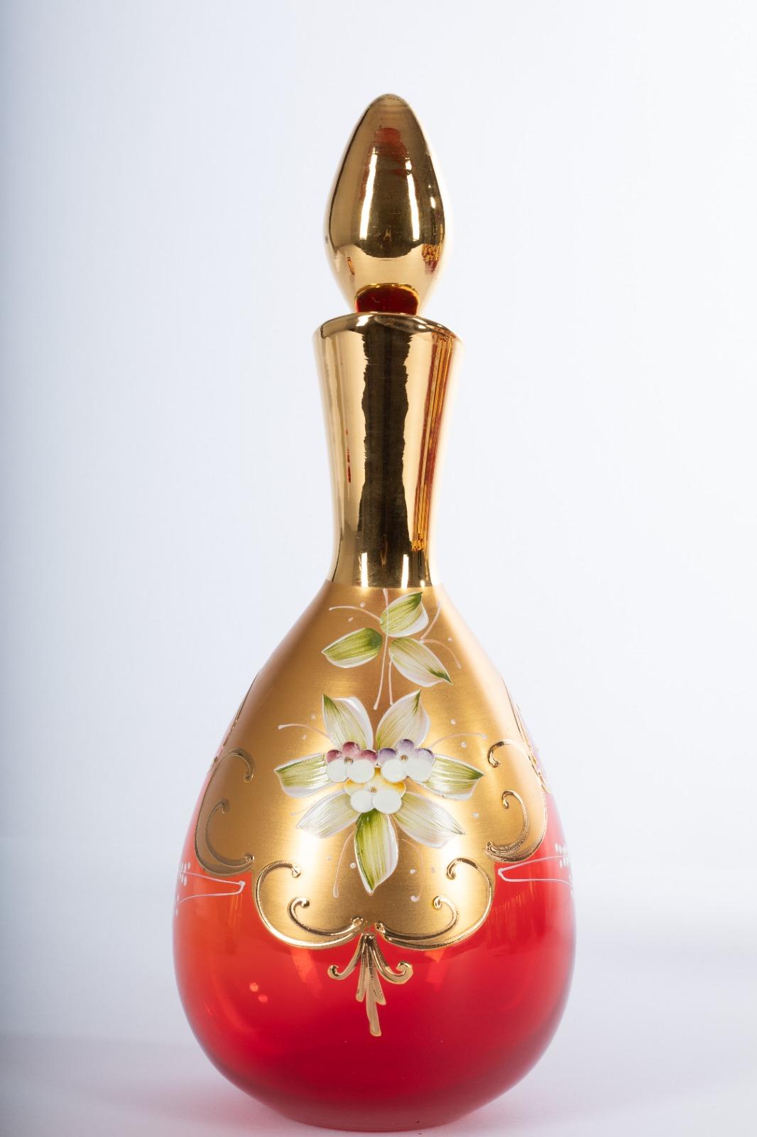 1295 Murano Set Bicchier Bottiglia Karaffe in Vetro Artistico Murano, oro 24kt im Angebot 5