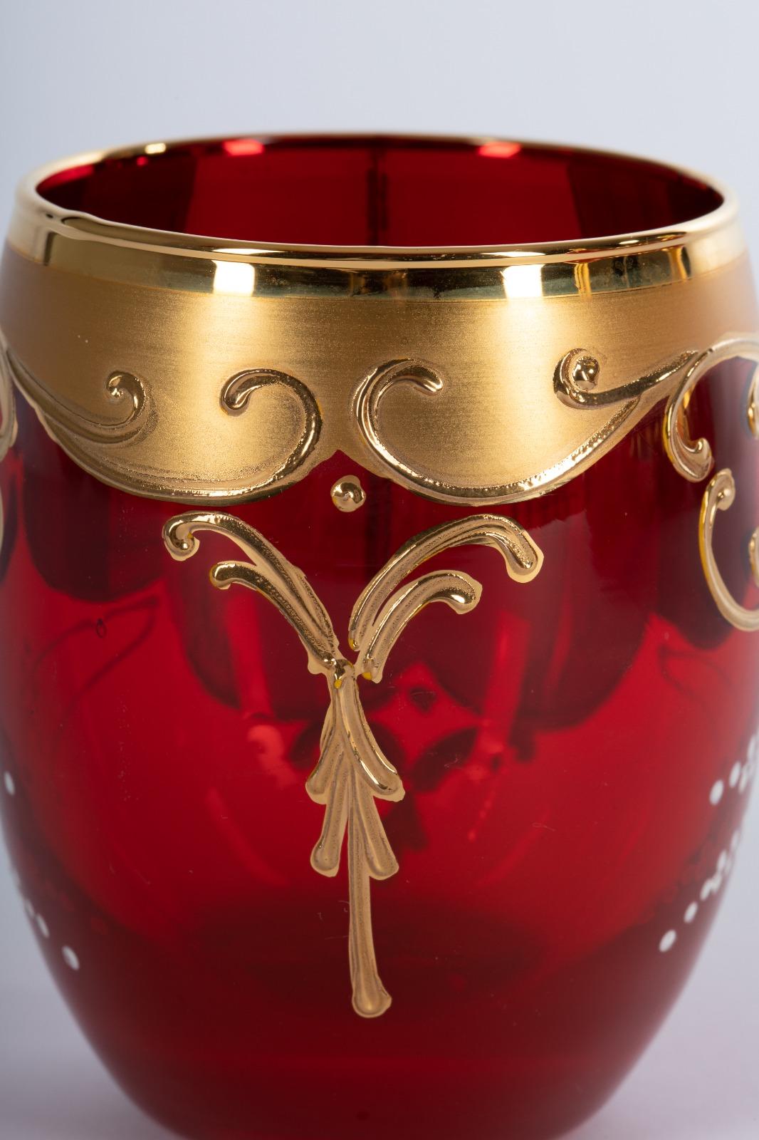 Ensemble Murano 1295 Carafe Bicchier Bottiglia en Vetro Artistico Murano, Oro 24kt en vente 1