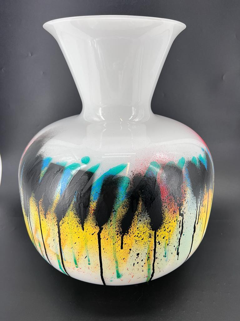 Italian 1295 Murano STREET ART Murano Glass Vase, hand made decor street art edition   For Sale