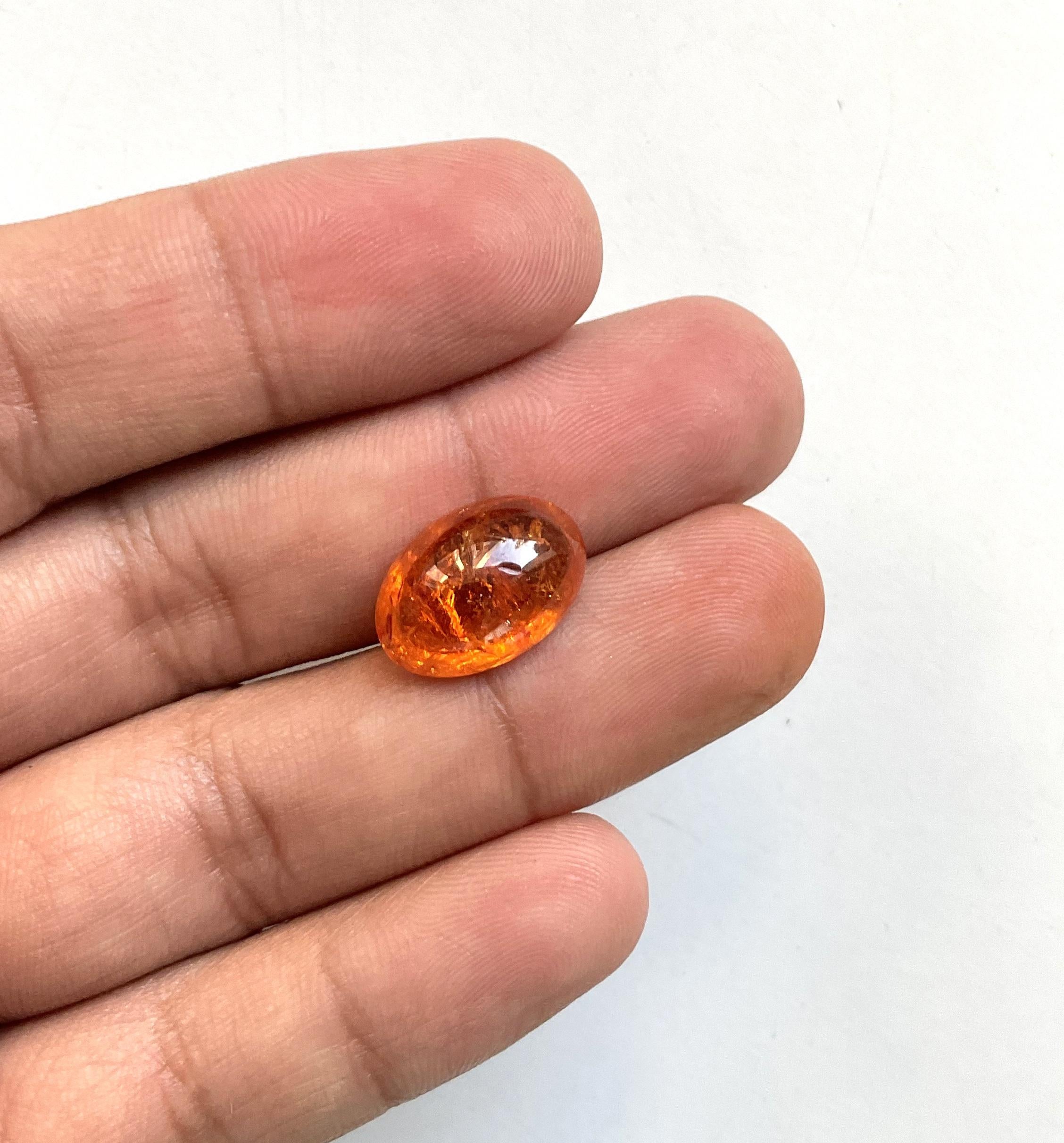 da uomo o donna 12,96 Carati di Granato Fanta Spessartite Cabochon ovale di qualità superiore Nature in vendita