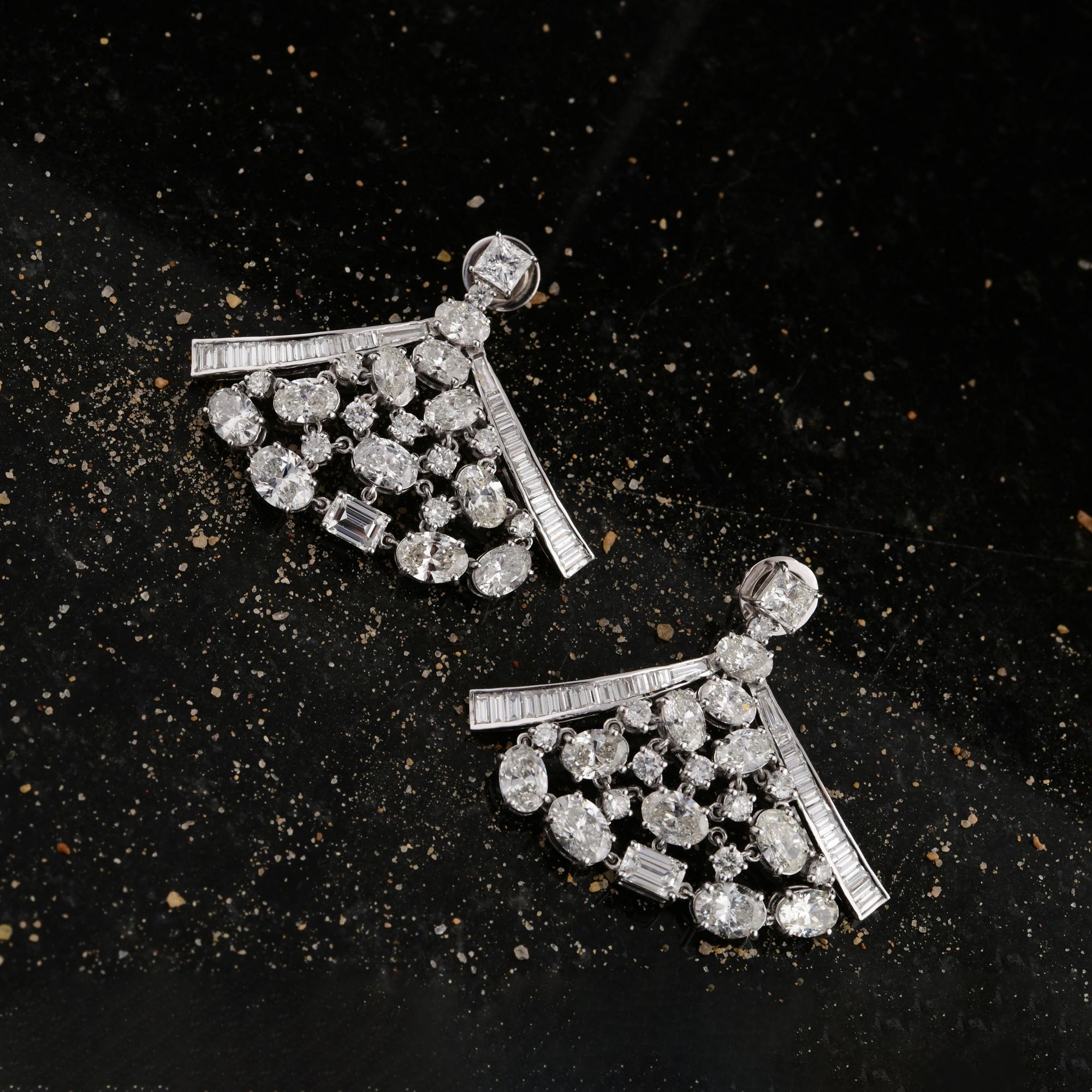 12.96 Carat SI Clarity HI Color Multi Diamond Earrings 18k White Gold Jewelry In New Condition For Sale In Diera, Dubai