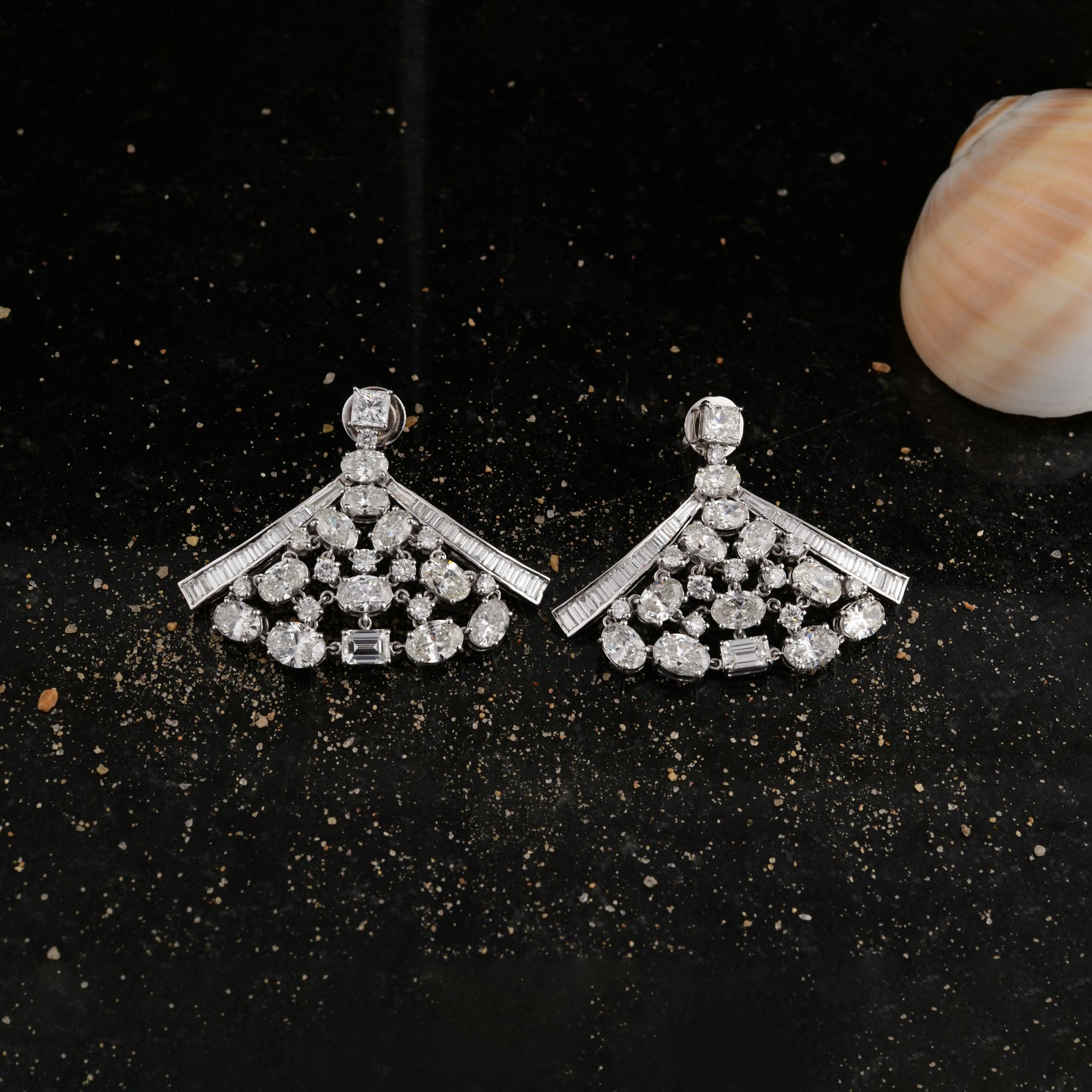Women's 12.96 Carat SI Clarity HI Color Multi Diamond Earrings 18k White Gold Jewelry For Sale