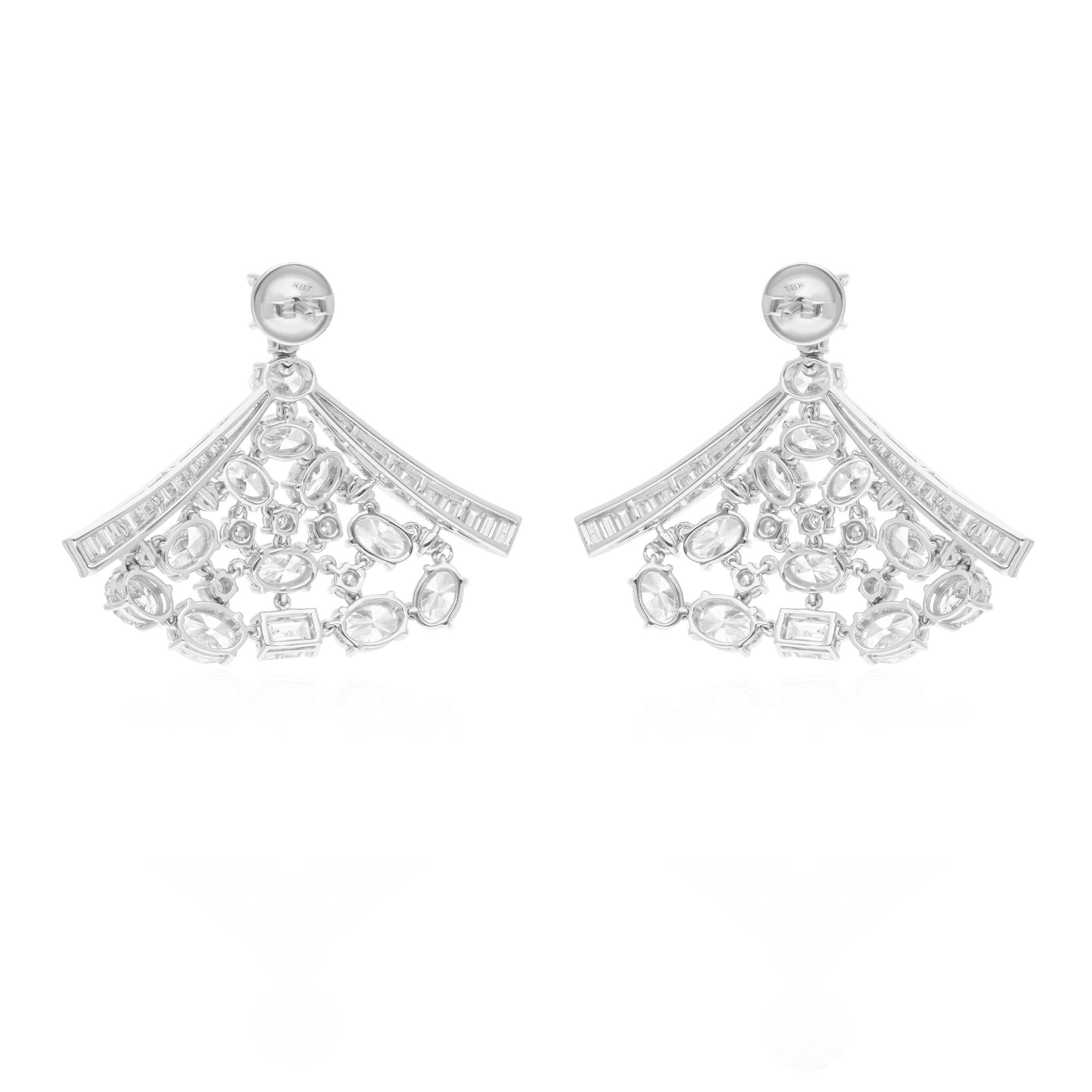 12.96 Carat SI Clarity HI Color Multi Diamond Earrings 18k White Gold Jewelry For Sale 1