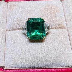 No-Oil Colombian Emerald & Diamond Ring, SSEF Gübelin AGL Certified