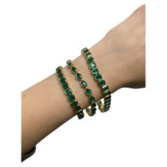 12.97 Carat Bezel Emerald Bracelet 