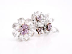 12.97 Carat Pink Heart Shaped and White Diamond, ‘Four-Flowers’ Cocktail Ring