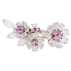 12,97 Karat Pink Diamond in Herzform und weißer Diamant, 'Four-Flowers' Cocktail-Ring