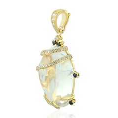 Collana con ciondolo in oro 18 carati con diamante opale da 12,98 carati