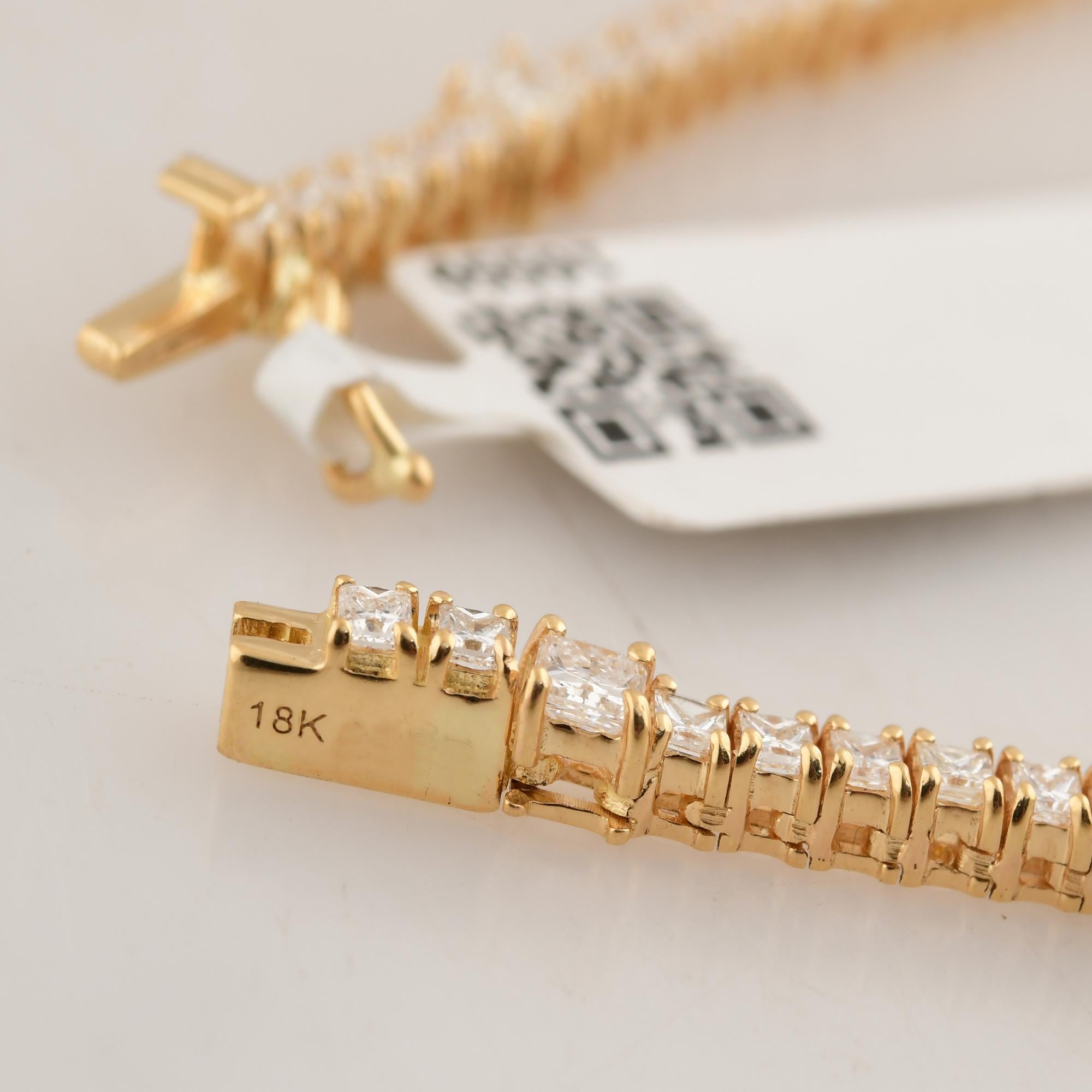 12.98 Carat SI/H Princess Cut Diamond Necklace 18 Karat Yellow Gold 22 Inches In New Condition For Sale In Diera, Dubai