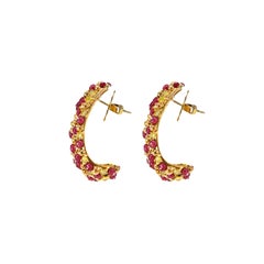 12.98 Carat Vivid Red Ruby 3.78 Carat Vivid Yellow Diamond Dangle Earring