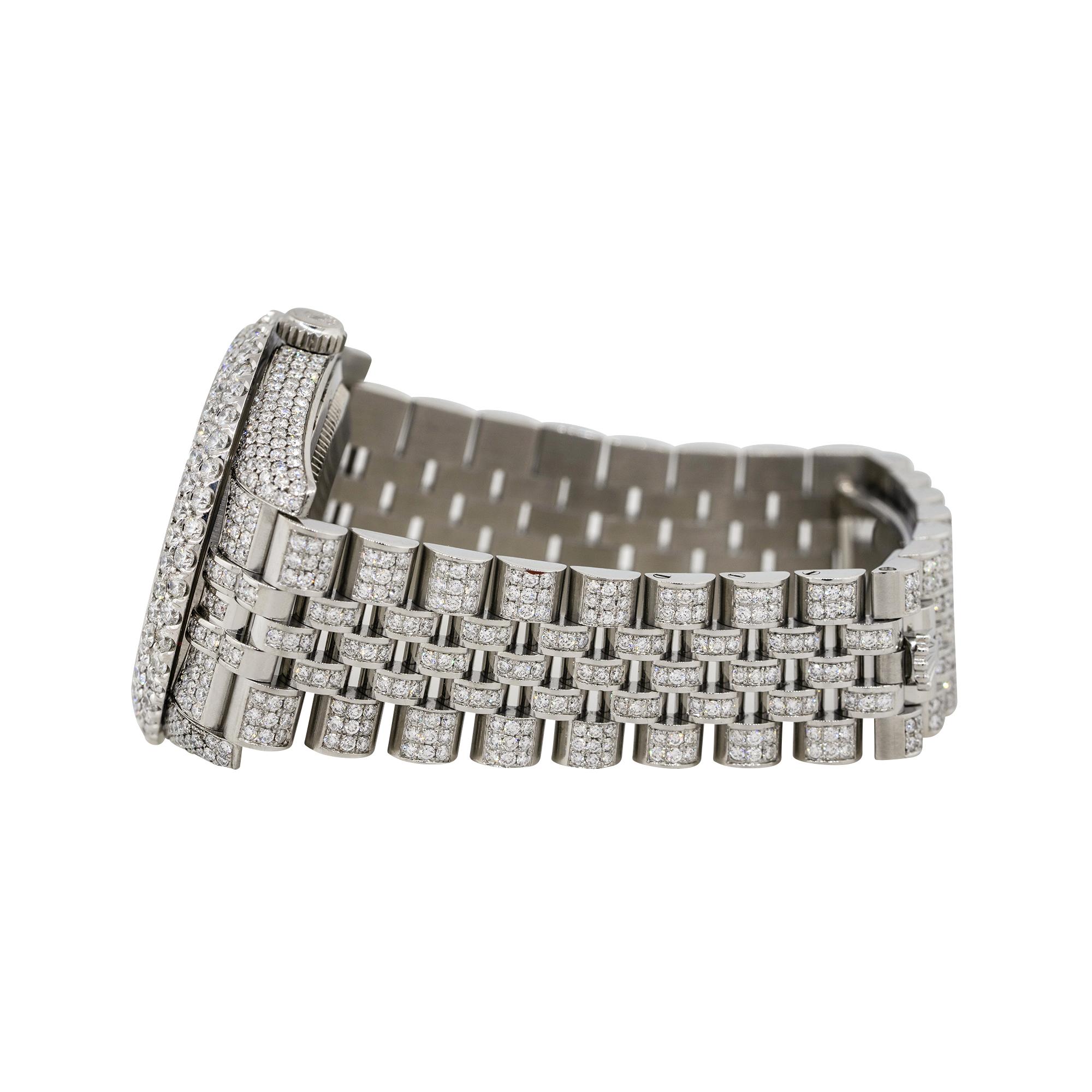 Women's or Men's 12.99 Carat Rolex 116234 Datejust Stainless Steel Diamond Pave Watch
