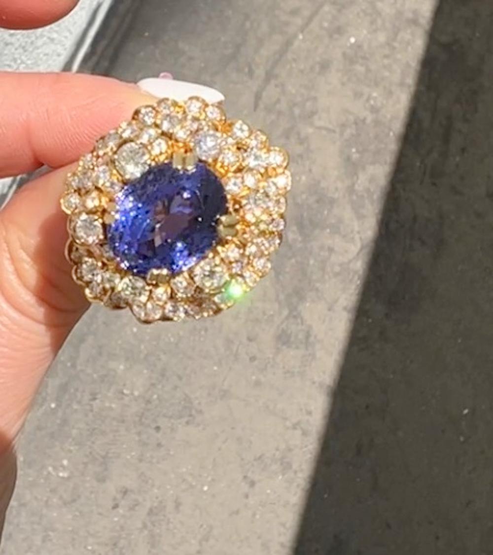 da uomo o donna Anello cocktail con tanzanite e diamanti da 12.99 carati in vendita