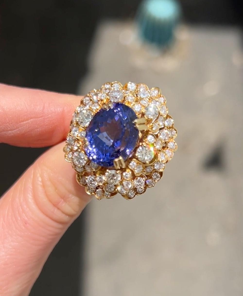 Anello cocktail con tanzanite e diamanti da 12.99 carati in vendita 1