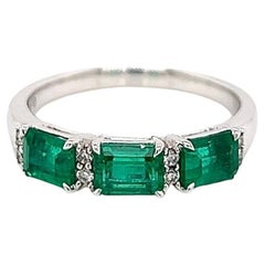 Bague pour femme en émeraude verte et diamants de 1,29 carat