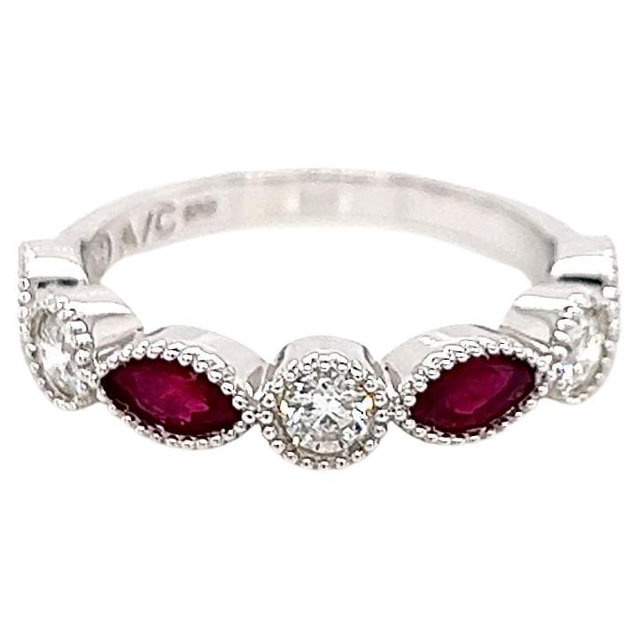 1.29 Carat Ruby and Diamond Ladies Band For Sale