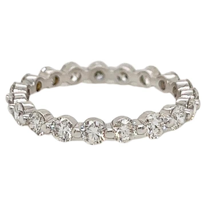 1.29 Carat Shared Ball Prong Diamond Eternity Band in 14K White Gold For Sale