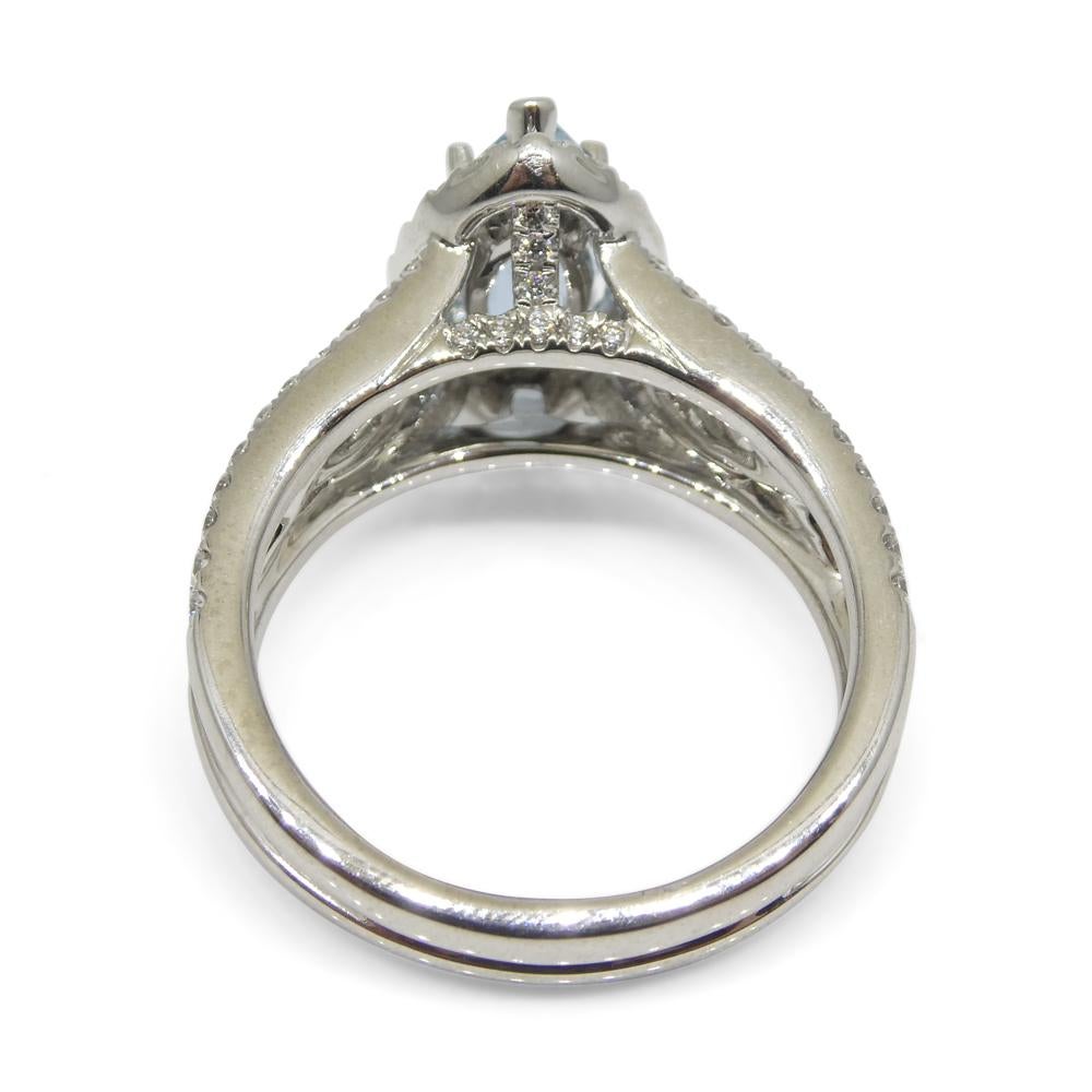 1.29ct Aquamarine, Diamond Engagement/Statement Ring in 18K White Gold For Sale 6