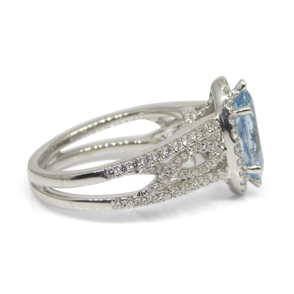 1.29ct Aquamarine, Diamond Engagement/Statement Ring in 18K White Gold For Sale 2