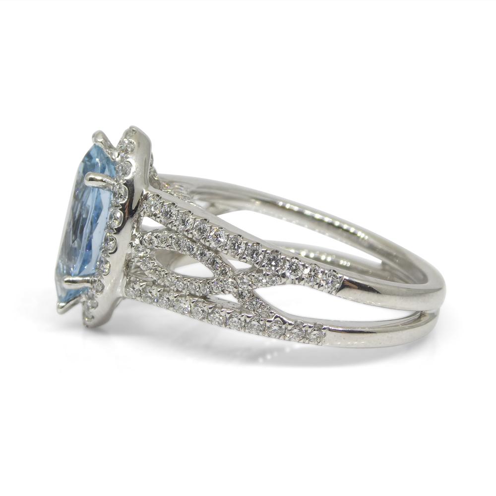 1.29ct Aquamarine, Diamond Engagement/Statement Ring in 18K White Gold For Sale 3