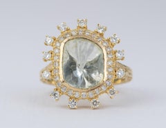 1.29ct Diamond Slice Foil Back 14k Gold Diamond Halo Engagement Ring AD2347