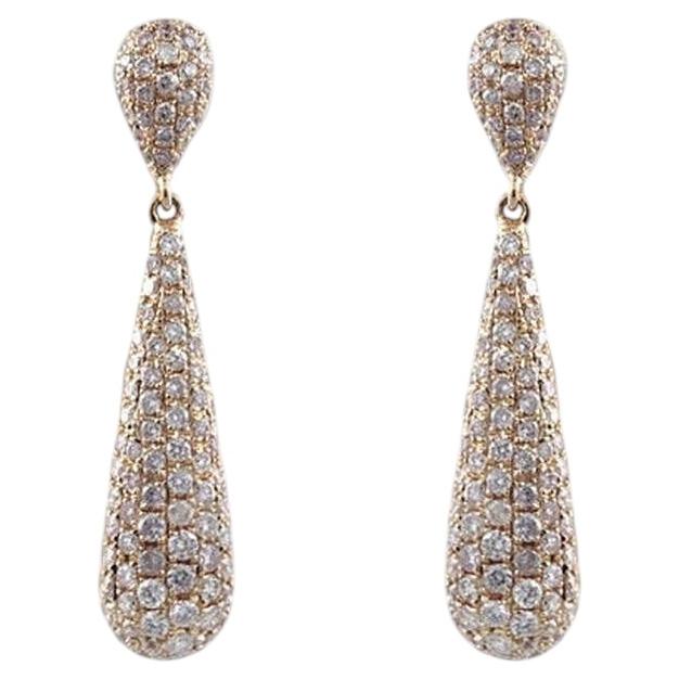 Pendientes con diamantes rosa «Fancy» de 1,29 ct, oro rosa de 18 quilates totalmente natural, 4 gramos, redondos, SI1