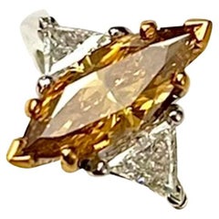 1,29 Karat Marquise Diamant GIA zertifizierter Fancy Tiefbraun Orangy Gelber Ring