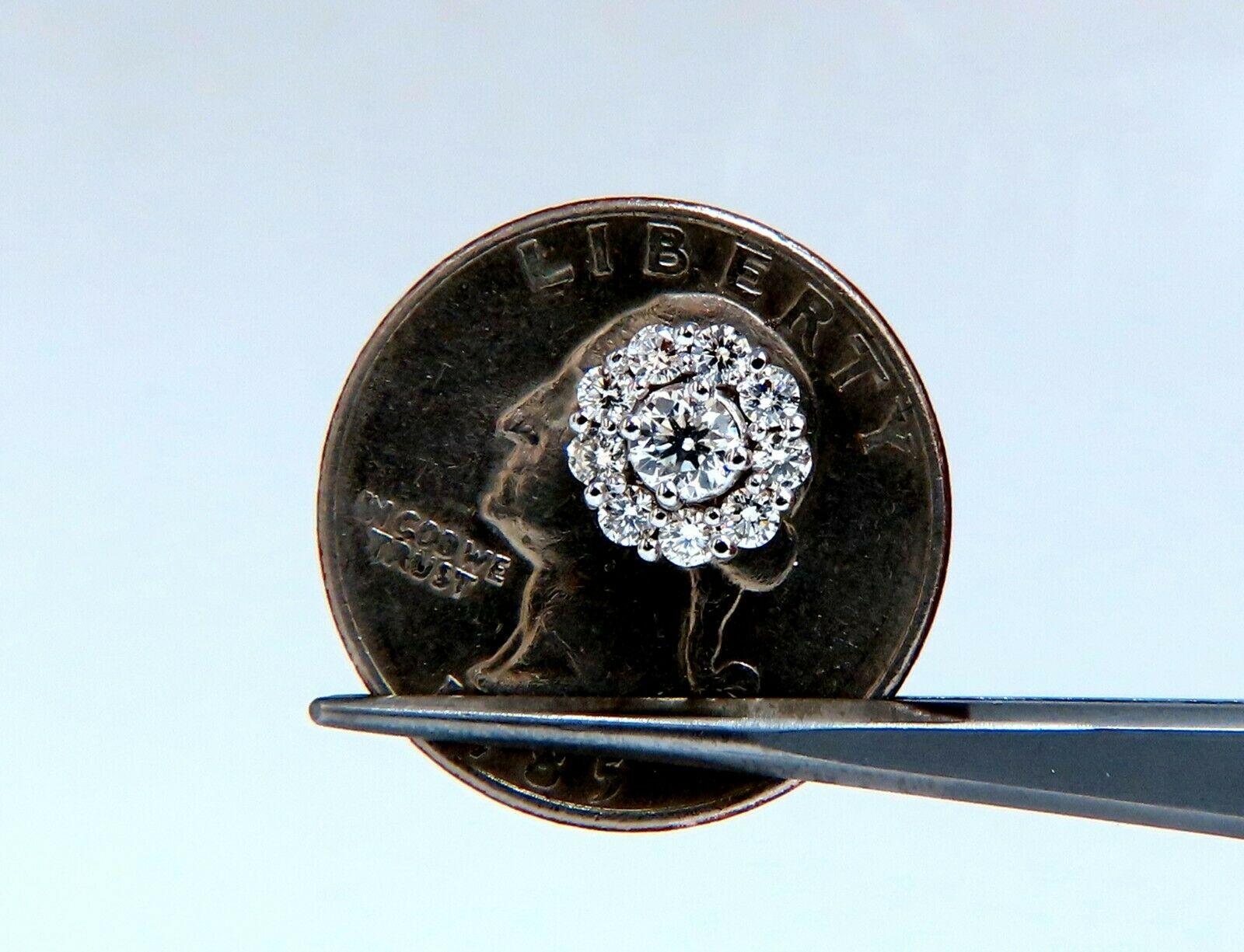 Boucles d'oreilles cocktail en or 14 carats avec halo de diamants naturels en grappe de 1,29 carat Neuf - En vente à New York, NY