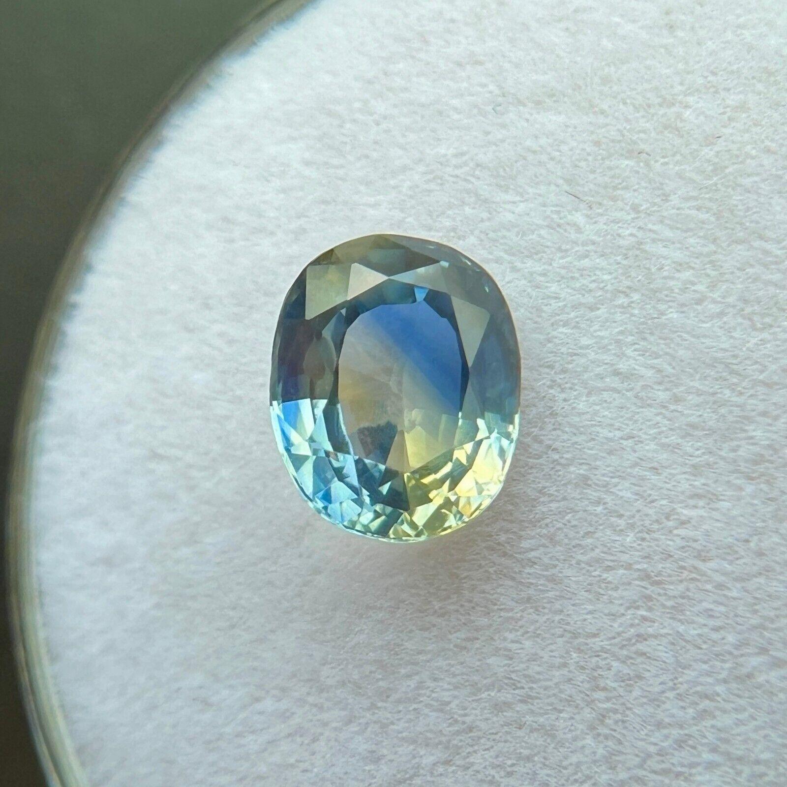 1,29ct Zafiro natural de color parcial Azul Amarillo Gema de Ceilán de talla oval 7,2x5,8mm Corte oval en venta