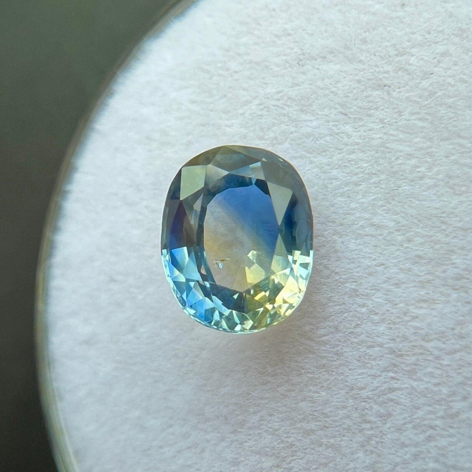 1,29ct Zafiro natural de color parcial Azul Amarillo Gema de Ceilán de talla oval 7,2x5,8mm en Nuevo estado para la venta en Birmingham, GB