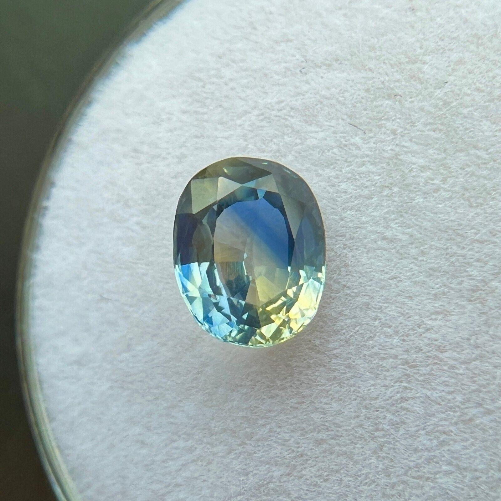 Femenino o masculino 1,29ct Zafiro natural de color parcial Azul Amarillo Gema de Ceilán de talla oval 7,2x5,8mm en venta